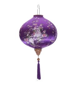 Creative Painted Home Decor Hanging Lantern 14" Decorative Cloth Lantern Lampshade, Purple