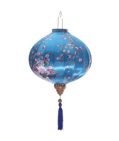 Creative Painted Home Decor Hanging Lantern 14" Decorative Cloth Lantern Lampshade, Sky blue