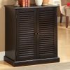 Modern Transitional Design 1pc Shoe Cabinet Espresso Finish Adjustable Shelves Louver Design Doors Home Furniture Shoe Rack