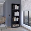 Home Bookcase with 4-Shelf Modern Display Unit for Books and Decor -Black -Office