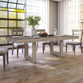 98" Rectangular dining table Stretchable Farmhouse dining table for Dining Room, Home Office Gray