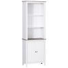 69'' Freestanding Storage Cabinet, Bathroom Linen Tower, Kitchen Cupboard, Buffet Cabinet, Bookcase with Double Door 3-Tier Shelf for Home Office