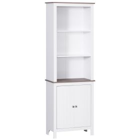 69'' Freestanding Storage Cabinet, Bathroom Linen Tower, Kitchen Cupboard, Buffet Cabinet, Bookcase with Double Door 3-Tier Shelf for Home Office