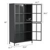 Premium Black Metal Storage Cabinet with Tempered Glass Doors, Adjustable Shelves, Anti-Tipping Device, Magnetic Silent Closure