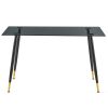 Glass Rectangle Grey Tables Glass Table Top and Metal Legs for Small Space,Dining Room, Home, Office, Kitchen