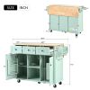 Kitchen Cart with Rubber wood Drop-Leaf Countertop ,Cabinet door internal storage racks