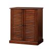 Modern Transitional Design 1pc Shoe Cabinet Oak Finish Adjustable Shelves Louver Design Doors Home Furniture Shoe Rack