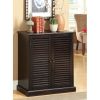 Modern Transitional Design 1pc Shoe Cabinet Espresso Finish Adjustable Shelves Louver Design Doors Home Furniture Shoe Rack