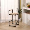 Set of 2 Bar Stools with Back Paper Rope Woven Counter Height Dining Chairs for Kitchen, Home (Paper Rope with Back)