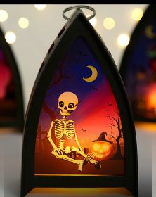 Halloween Jack-o-lantern Children's Portable Horror Atmosphere Decoration Scene Layout Props Led Decoration (select: pumpkin lantern-2)