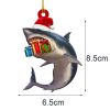 1pc, Christmas Shark Pendant - Wooden Home Decoration for Christmas Tree and Scene Atmosphere - Perfect Holiday and Room Decor