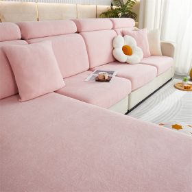 1 Pc Winter Plush Sofa Cushion, Anti Slip Seat Cushion, Thickened All Inclusive Sofa Cover, All Season Universal Fabric Sofa Towel Cover (Color: Pink, size: 2-person seat)