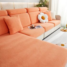 1 Pc Winter Plush Sofa Cushion, Anti Slip Seat Cushion, Thickened All Inclusive Sofa Cover, All Season Universal Fabric Sofa Towel Cover (Color: Orange, size: L-shaped sofa)