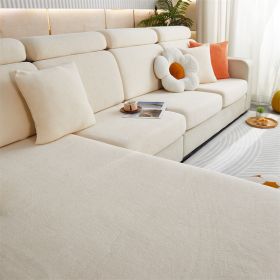 1 Pc Winter Plush Sofa Cushion, Anti Slip Seat Cushion, Thickened All Inclusive Sofa Cover, All Season Universal Fabric Sofa Towel Cover (Color: Beige, size: L-shaped sofa)