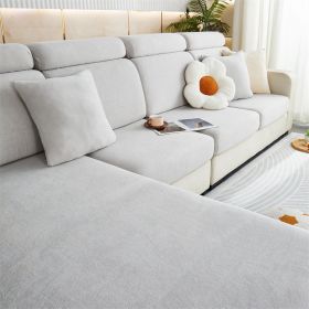 1 Pc Winter Plush Sofa Cushion, Anti Slip Seat Cushion, Thickened All Inclusive Sofa Cover, All Season Universal Fabric Sofa Towel Cover (Color: Light Gray, size: Pillow cover)