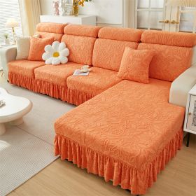 1 PC Elastic Plush Sofa Cover, All Inclusive Noble Consort Sofa Hat, Sofa Cushion, Autumn and Winter Collection, All Season Universal Cover Cloth (Color: Orange, size: Pillow cover)