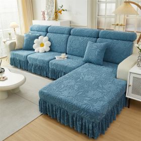 1 PC Elastic Plush Sofa Cover, All Inclusive Noble Consort Sofa Hat, Sofa Cushion, Autumn and Winter Collection, All Season Universal Cover Cloth (Color: Blue, size: 2-person seat)