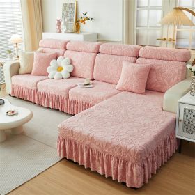 1 PC Elastic Plush Sofa Cover, All Inclusive Noble Consort Sofa Hat, Sofa Cushion, Autumn and Winter Collection, All Season Universal Cover Cloth (Color: Pink, size: Pillow cover)