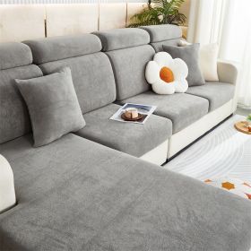 1 Pc Winter Plush Sofa Cushion, Anti Slip Seat Cushion, Thickened All Inclusive Sofa Cover, All Season Universal Fabric Sofa Towel Cover (Color: Dark Gray, size: 2-person seat)