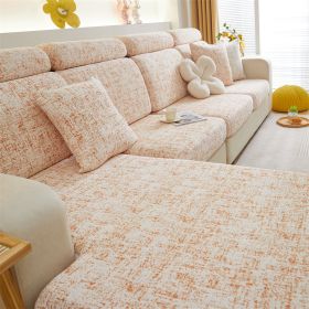 1 PC Anti Cat Scratch Chenille Sofa Cover All Inclusive Universal Set All Season Universal Anti Slip Lazy Sofa Hat (Color: Orange, size: L-shaped sofa)