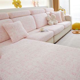 1 PC Anti Cat Scratch Chenille Sofa Cover All Inclusive Universal Set All Season Universal Anti Slip Lazy Sofa Hat (Color: Pink, size: 2-person seat)