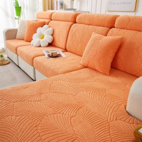 1 Pc Jacquard Velvet Elastic Sofa Cover, All Inclusive Universal Set, Anti Cat Scratch Hat, All Season Universal Anti Slip Seat Cushion (Color: Orange, size: 2-person seat)