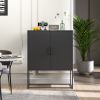 Heavy Duty Metal Buffet Sideboard Modern Steel Storage Cabinet with 2 Shelves, Free Standing Accent Cabinet with Magnetic Doors for Bedroom, Kitchen