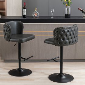 A&A Furniture,Swivel Barstools Adjusatble Seat Height, Modern PU Upholstered Bar Stools with the whole Back Tufted (Color: as Pic)