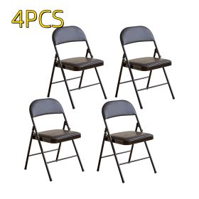 4pcs Metal Folding Chairs for Parties and Weddings, Commercial Event Chairs with Padded Seats, 300-lb. Static Weight Capacity, Black (Color: black-4pcs)