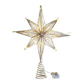 LED Star Christmas Tree Toppers Christmas Decoration String Ornament New Year (Varient: Gold (30cm))