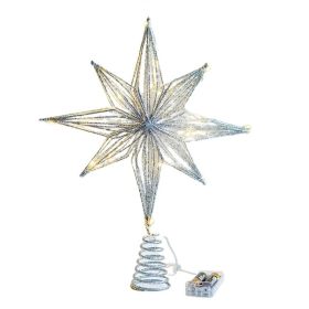 LED Star Christmas Tree Toppers Christmas Decoration String Ornament New Year (Varient: Silver (30cm))