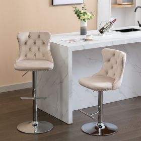 Swivel Velvet Barstools Adjusatble Seat Height from 25-33 Inch (Color: as Pic)