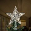 Iron Glitter Powder Christmas Tree Ornaments Top Stars with LED Light Lamp Christmas Decorations For Home Xmas Trees